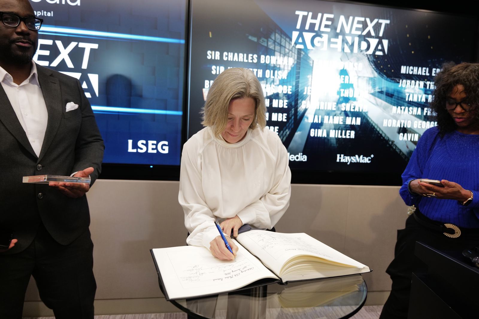 Signing the London Stock Exchange guest book